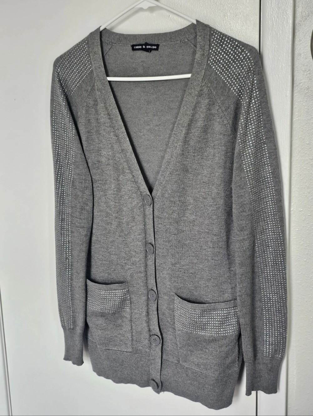 Cable And Gauge, Dark  Grey ,Sparkle Sweater , Stretch Size  S/P/CH . PRE-OWNED